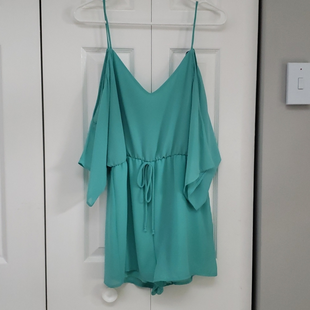 Never Worn Cold Shoulder Aqua Blue Romper